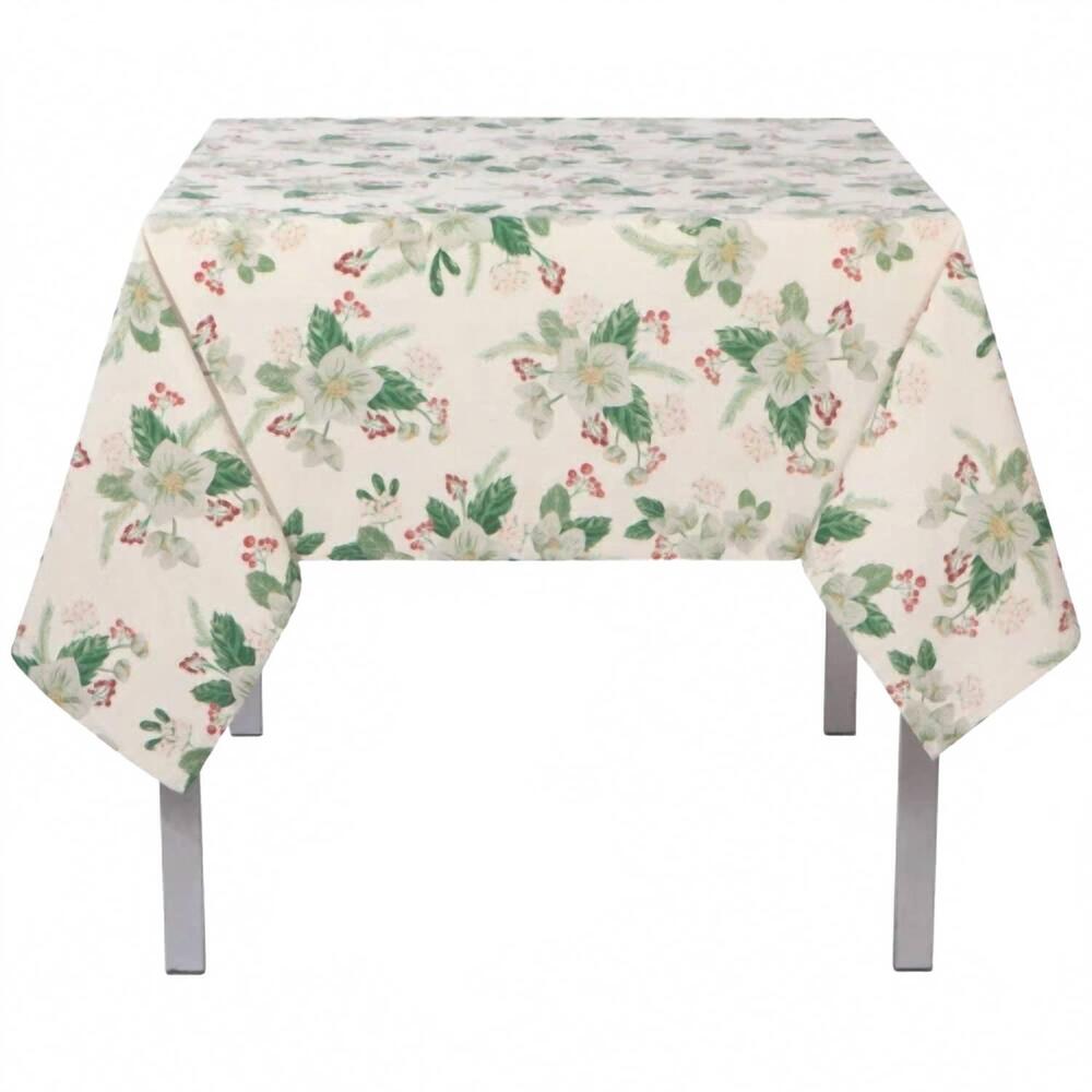 NEW NOW DESIGNS winterblossom tablecloth - 90" in white multi